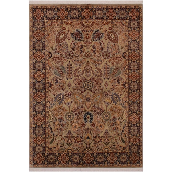 Shahid Pak-Persian Ranae Grey/Blue Wool Rug (6'2 x 9'4) - 6'2" x 9'4"