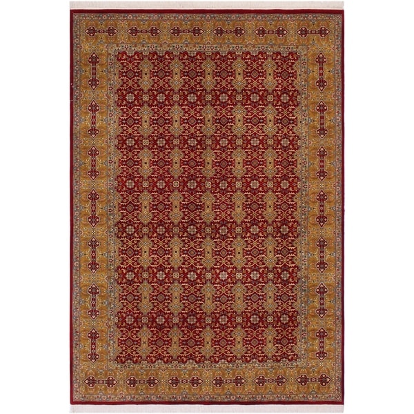 Pak-Persian Jimmy Red/Gold Wool Rug (6'1 x 9'4) - 6'1" x 9'4"