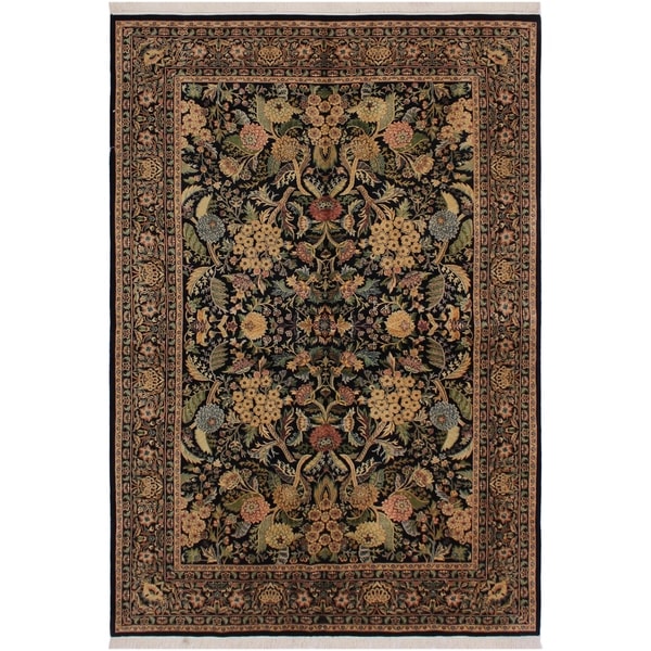 Nagi Pak-Persian Leeanna Black/Green Wool Rug (5'11 x 9'1) - 5'11" x 9'1"
