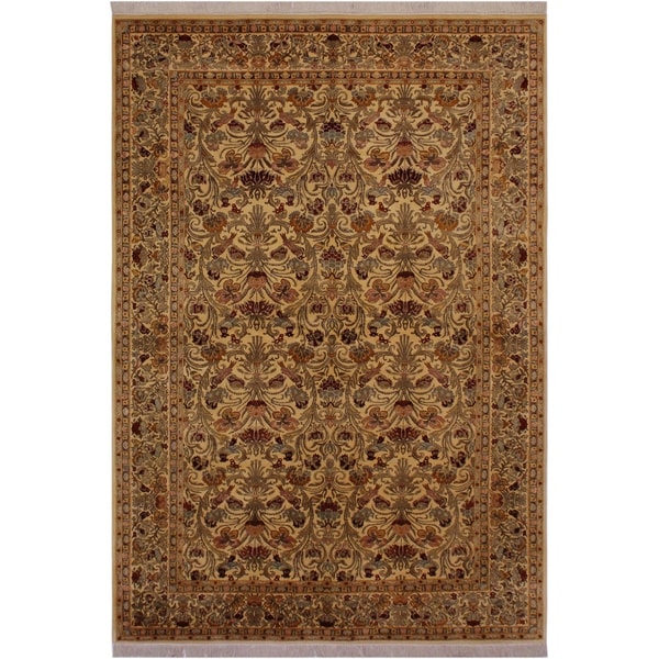 Abusson Pak-Persian Elly Tan/Grey Wool Rug (6'1 x 9'10) - 6'1" x 9'10"