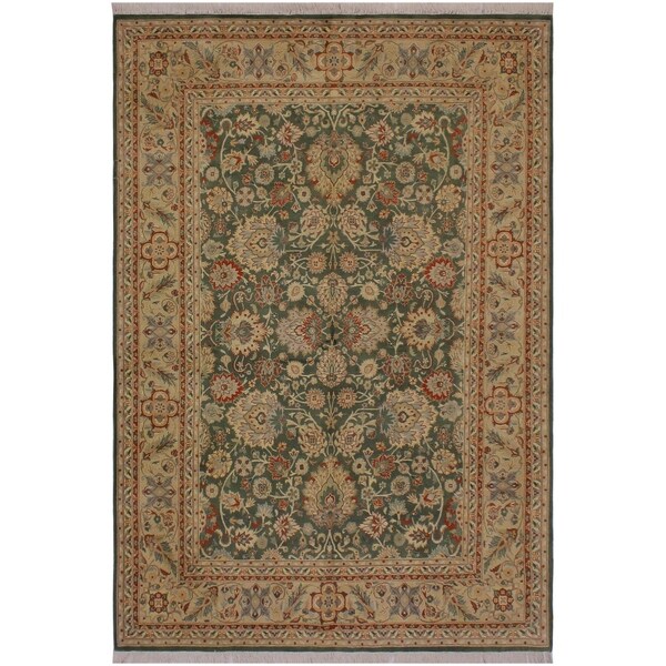 Pak-Persian Maybell Lt. Green/Lt. Tan Wool Rug (5'10 x 9'0) - 5'10" x 9'0"