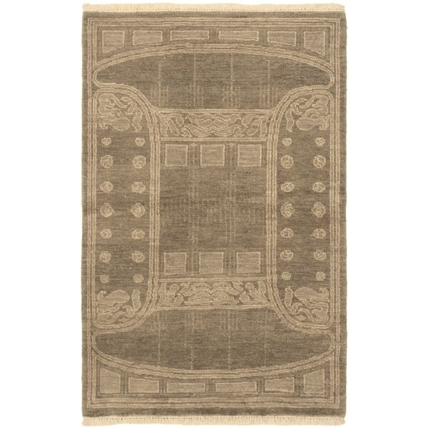 ECARPETGALLERY Finest Ziegler Chobi Cream, Khaki Rug - 3'3 x 4'10