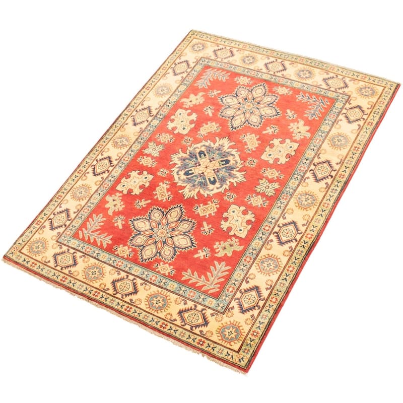 Hand-knotted Finest Gazni Copper, Cream Wool Rug - 4'11" x 6'8"/4'11 x 6'8