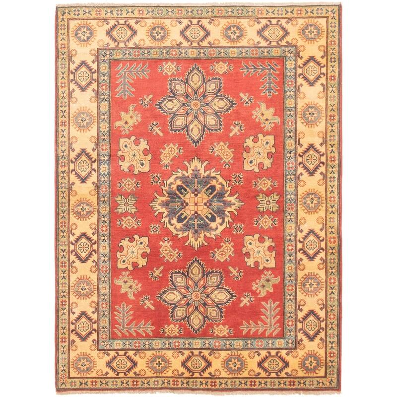 Hand-knotted Finest Gazni Copper, Cream Wool Rug - 4'11" x 6'8"/4'11 x 6'8