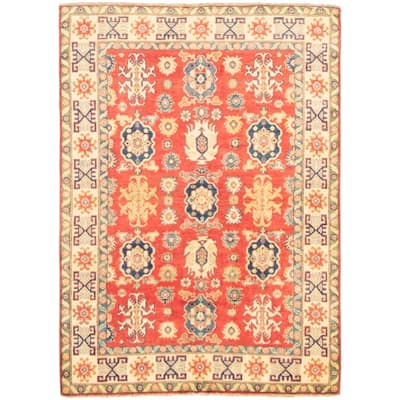 Hand-knotted Finest Gazni Red Wool Rug - 4'10 x 6'9/4'10" x 6'9"