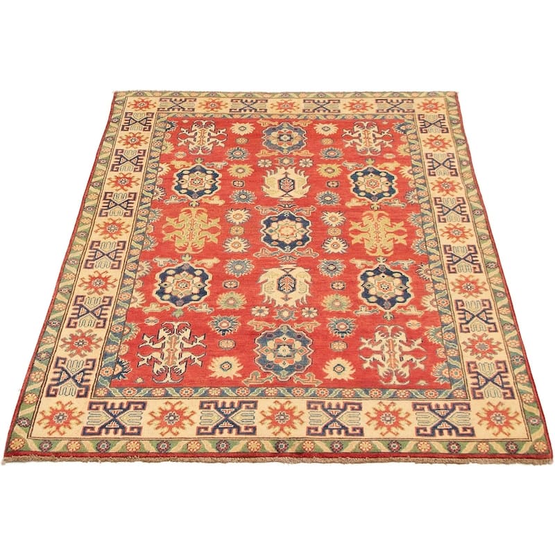 Hand-knotted Finest Gazni Red Wool Rug - 4'10 x 6'9/4'10" x 6'9"