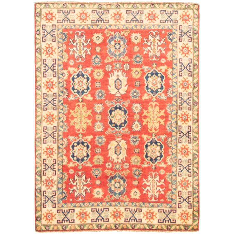 Hand-knotted Finest Gazni Red Wool Rug - 4'10 x 6'9/4'10" x 6'9"