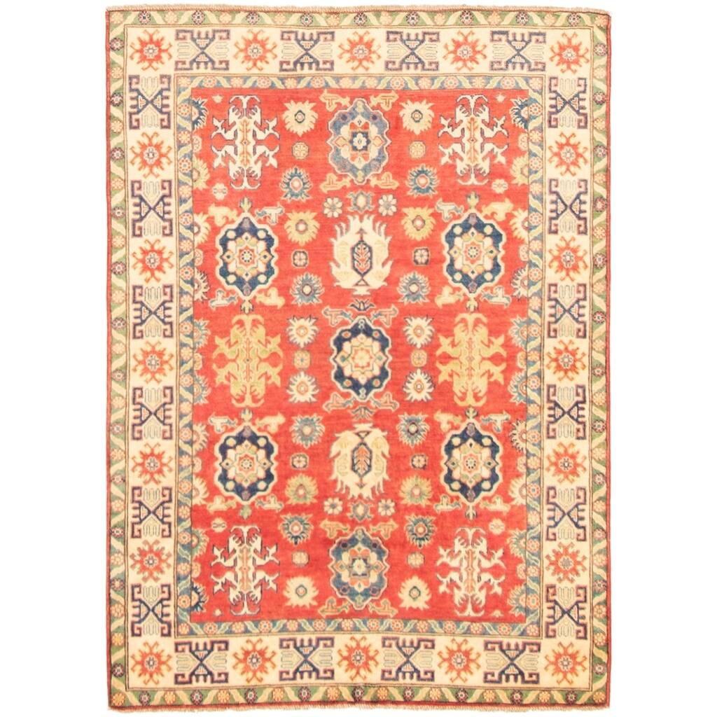 Hand-knotted Finest Gazni Red Wool Rug - 4'10 x 6'9/4'10" x 6'9"