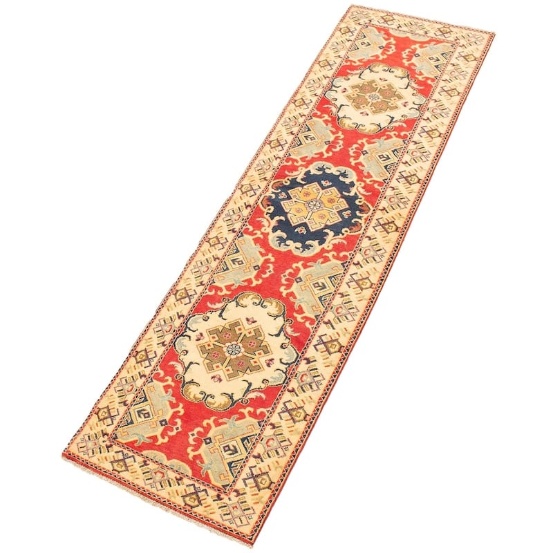 Hand-knotted Finest Gazni Cream, Copper Wool Rug - 2'7 x 9'9/2'7" x 9'9" Runner