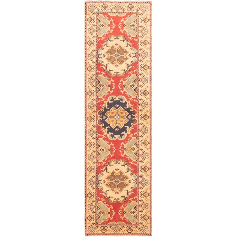 Hand-knotted Finest Gazni Cream, Copper Wool Rug - 2'7 x 9'9/2'7" x 9'9" Runner