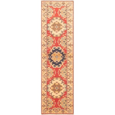 Hand-knotted Finest Gazni Cream, Copper Wool Rug - 2'7 x 9'9/2'7" x 9'9" Runner