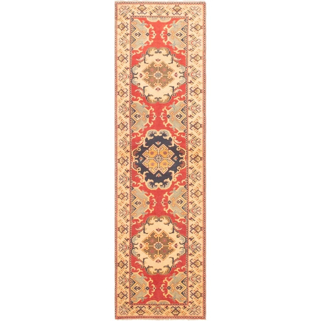 Hand-knotted Finest Gazni Cream, Copper Wool Rug - 2'7 x 9'9/2'7" x 9'9" Runner
