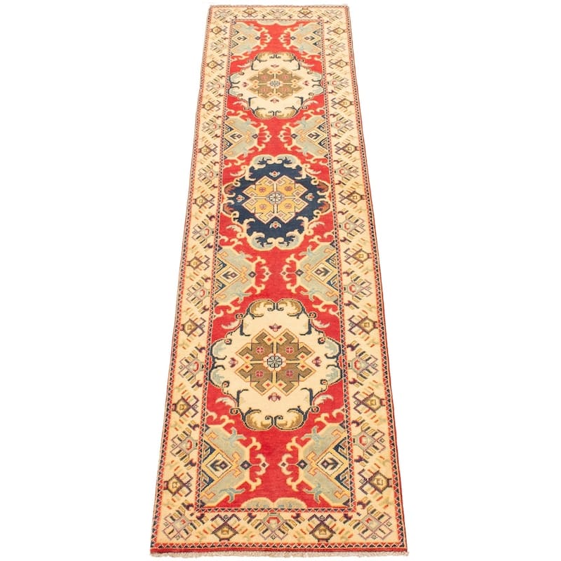 Hand-knotted Finest Gazni Cream, Copper Wool Rug - 2'7 x 9'9/2'7" x 9'9" Runner