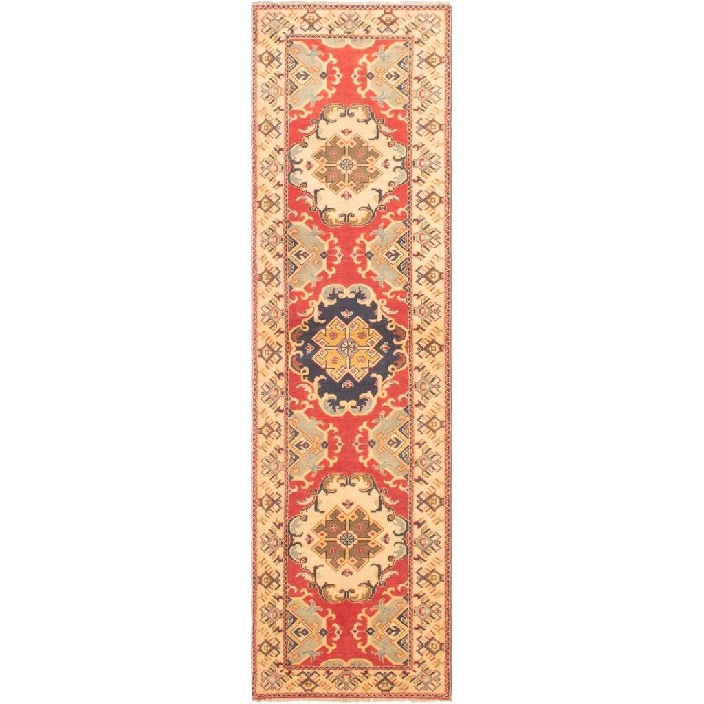 Hand-knotted Finest Gazni Cream, Copper Wool Rug - 2'7 x 9'9/2'7" x 9'9" Runner