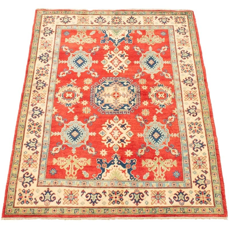 Hand-knotted Finest Gazni Copper, Cream Wool Rug - 5'0" x 6'9"/5'0 x 6'9