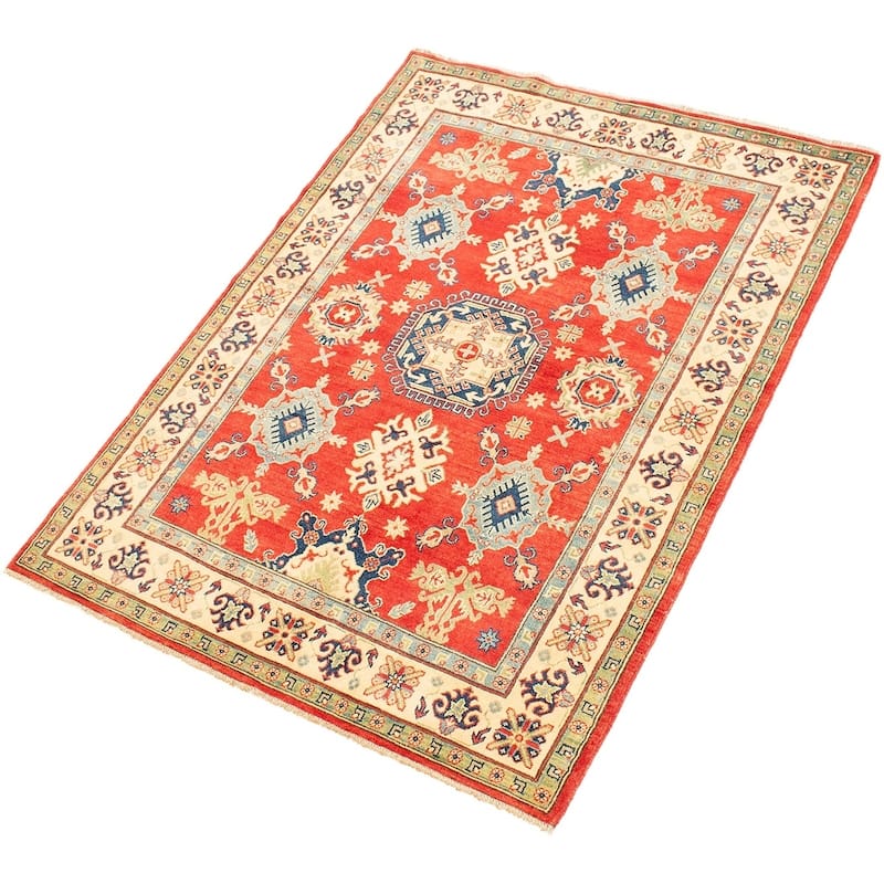 Hand-knotted Finest Gazni Copper, Cream Wool Rug - 5'0" x 6'9"/5'0 x 6'9