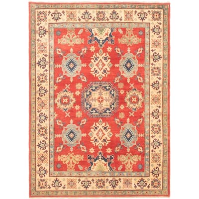 Hand-knotted Finest Gazni Copper, Cream Wool Rug - 5'0" x 6'9"/5'0 x 6'9