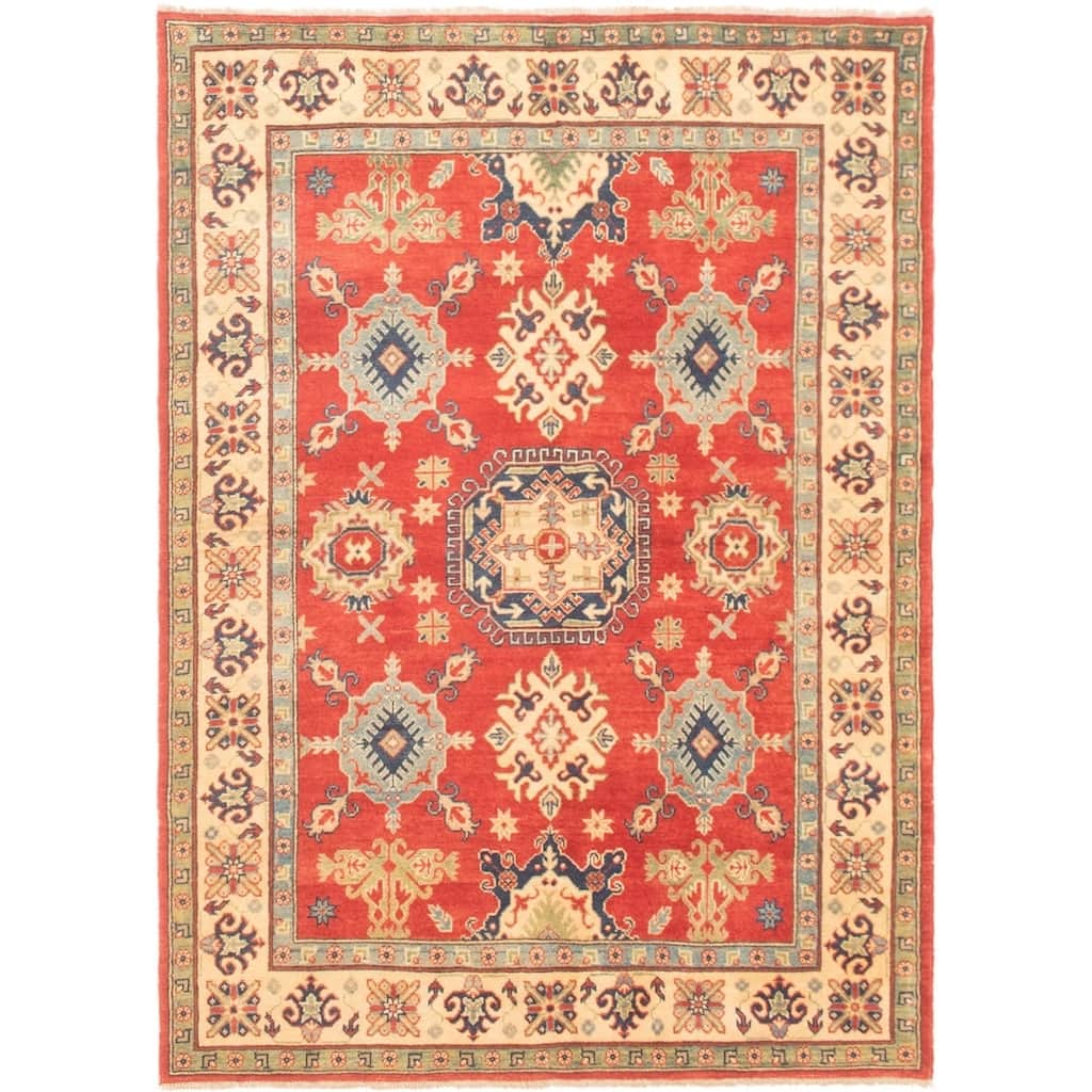 Hand-knotted Finest Gazni Copper, Cream Wool Rug - 5'0" x 6'9"/5'0 x 6'9