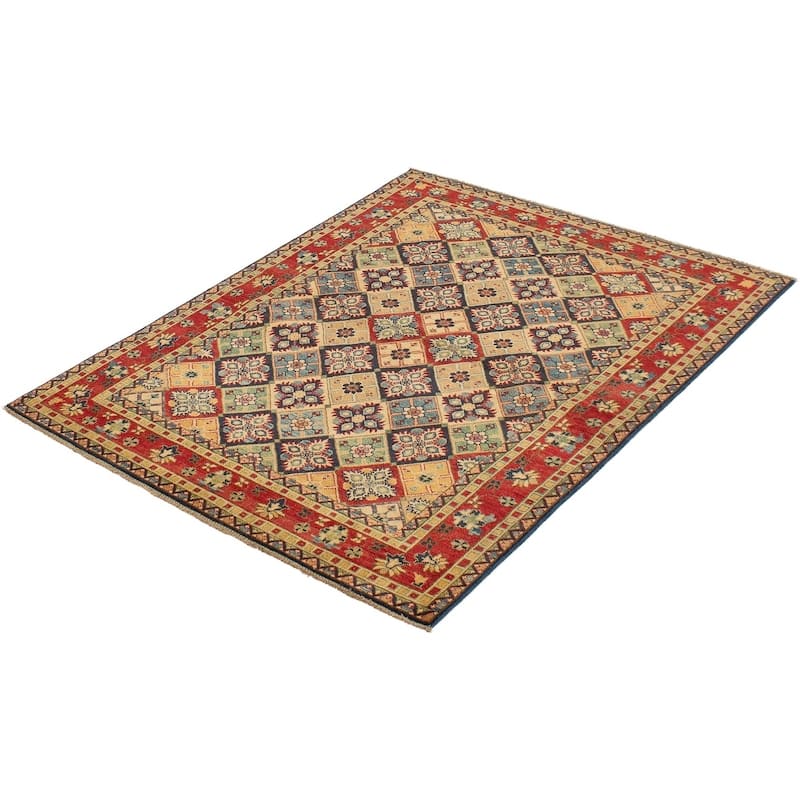 Hand-knotted Finest Gazni Navy, Red Wool Rug - 4'10 x 6'4/4'10" x 6'4"