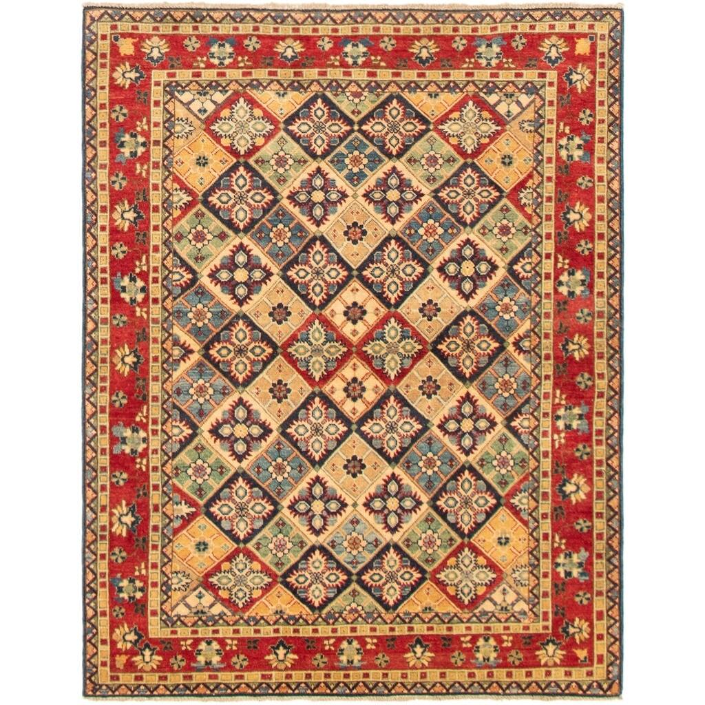 Hand-knotted Finest Gazni Navy, Red Wool Rug - 4'10 x 6'4/4'10" x 6'4"