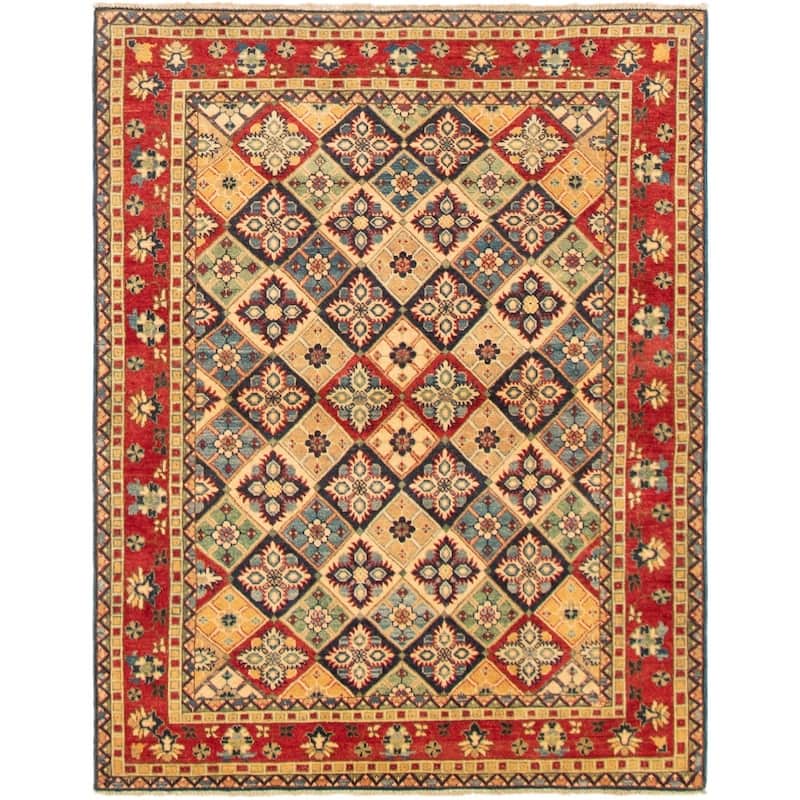 Hand-knotted Finest Gazni Navy, Red Wool Rug - 4'10 x 6'4/4'10" x 6'4"