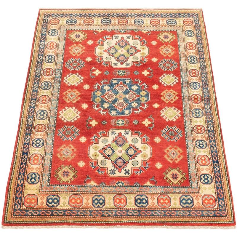 Hand-knotted Finest Gazni Cream, Copper Wool Rug - 4'10 x 6'8/4'10" x 6'8"