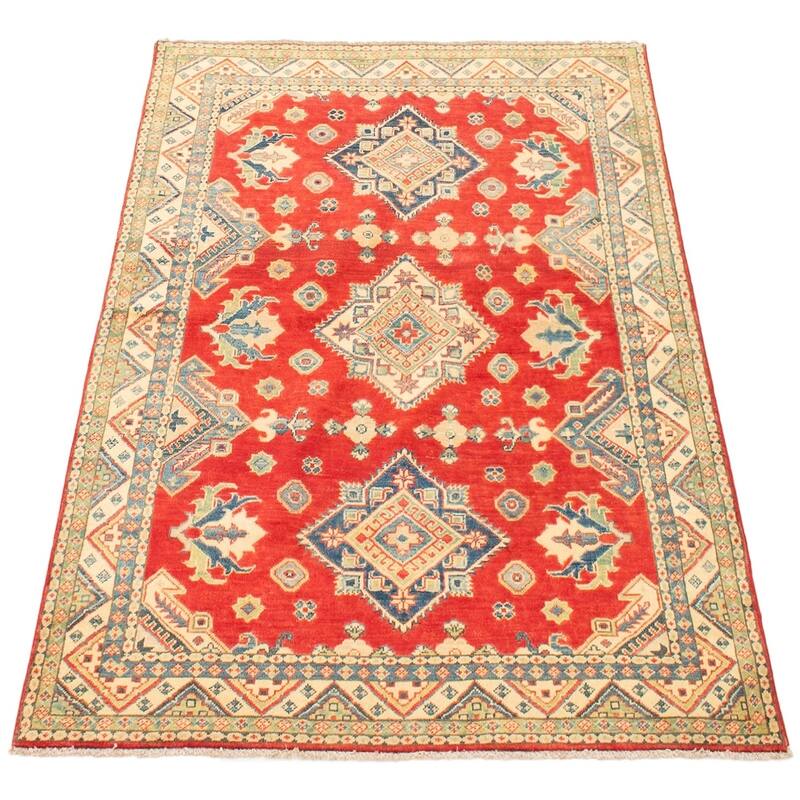Hand-knotted Finest Gazni Red Wool Rug - 4'10 x 6'6/4'10" x 6'6"