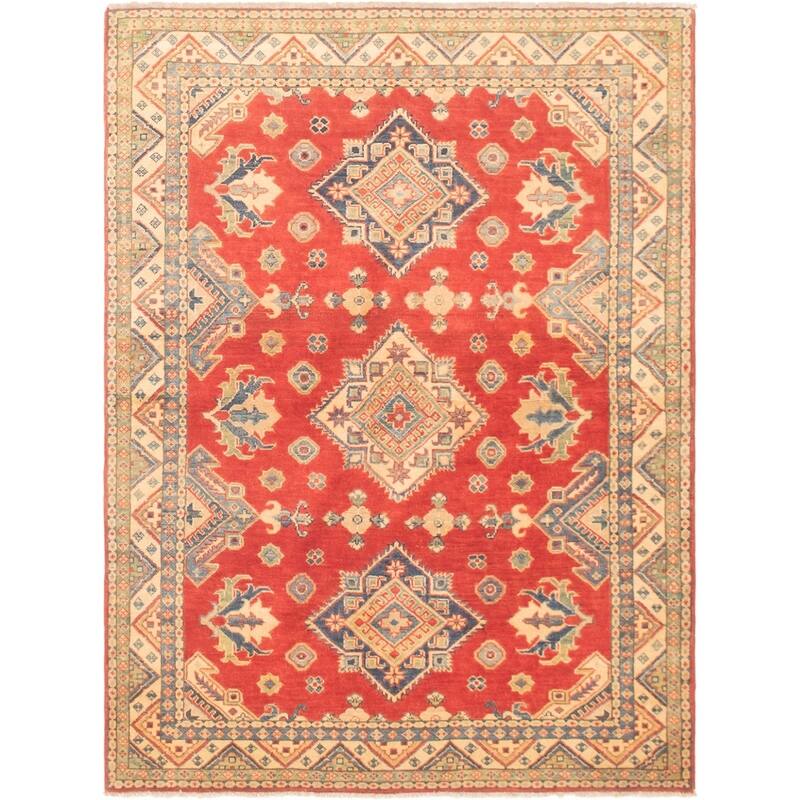 Hand-knotted Finest Gazni Red Wool Rug - 4'10 x 6'6/4'10" x 6'6"