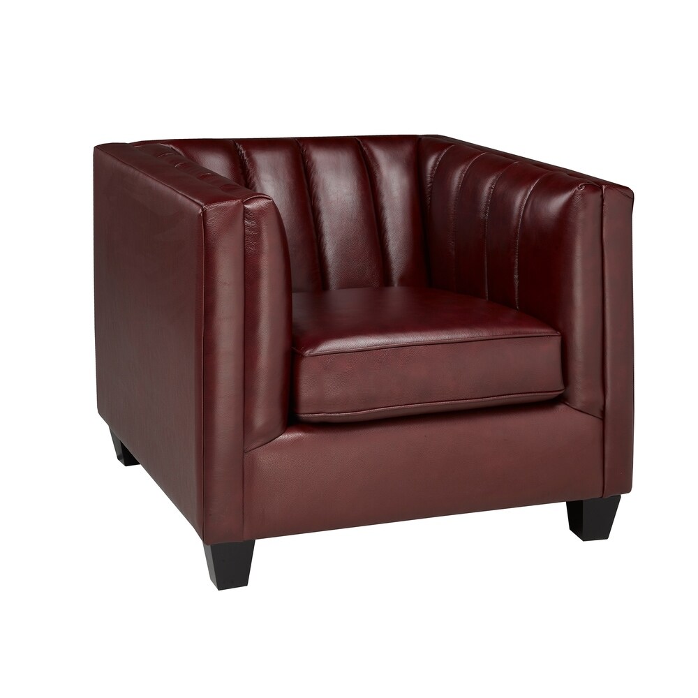 burgundy leather arm chair