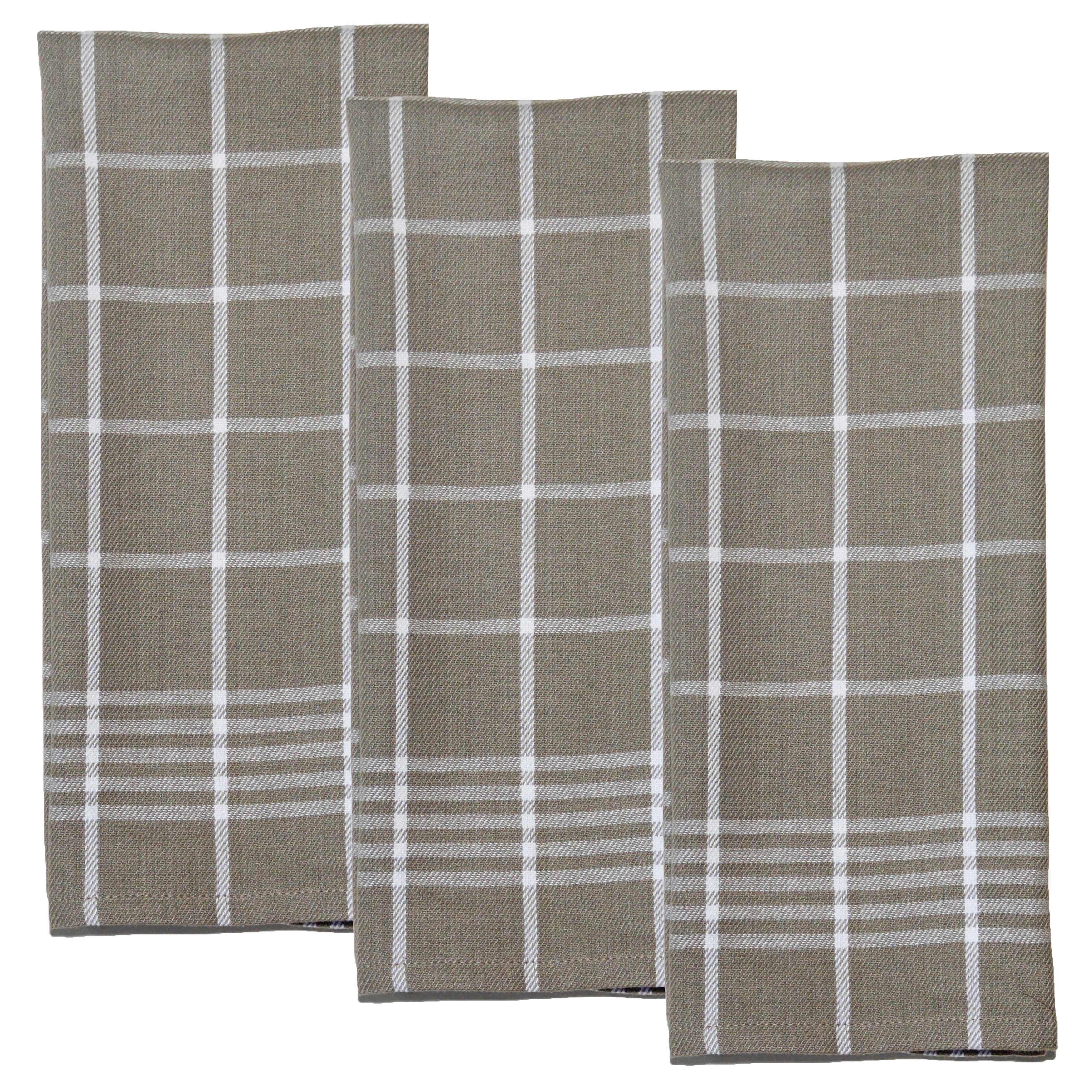 Taupe and White Kitchen Towels 