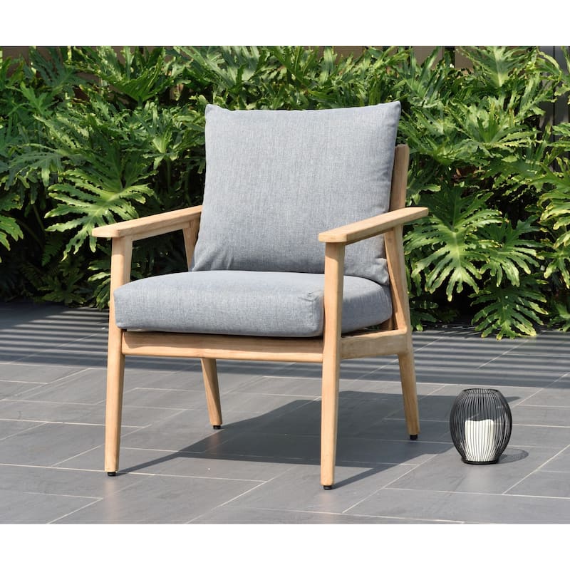 Nordic Teak Wood Patio Arm Chair with Olefin Cushions