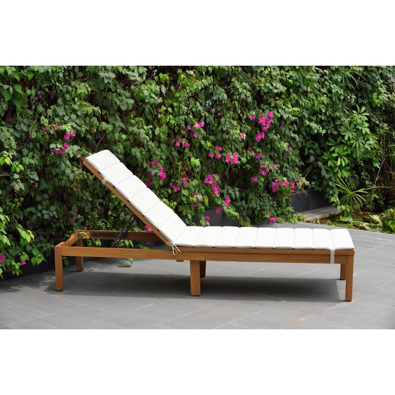 Amazonia Katia Eucalyptus/Teak Finish Outdoor Chaise Lounger with Grey Cushion