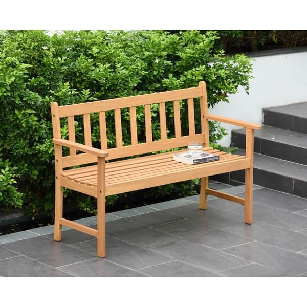 slide 7 of 7, Ferguson Durable Outdoor Bench with Teak Finish by Amazonia - N/A Brown