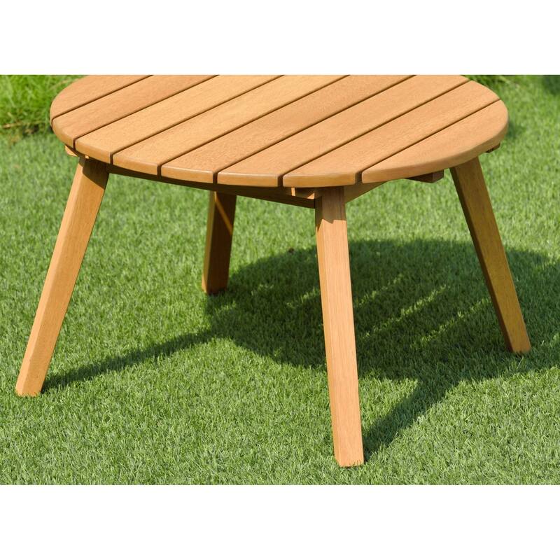 Amazonia Zanzibar Round Side Table with Teak Finish - 13'' H x 20'' L x 20'' W