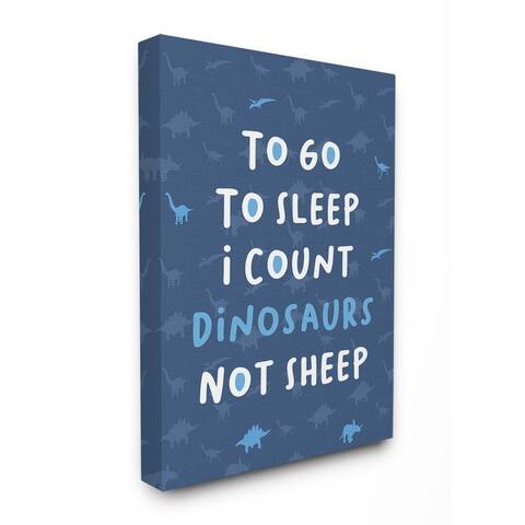 Porch & Den 'To Go To Sleep I Count Dinosaurs Not Sheep' Blue Typography Canvas Wall Art - Multi-Color