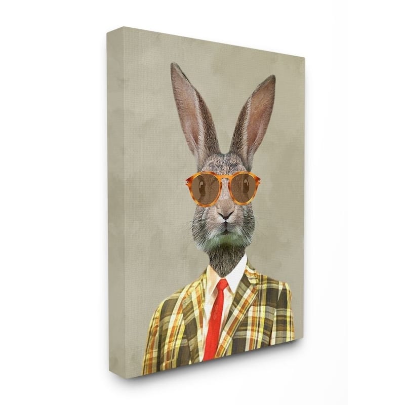 Stupell Vintage Rabbit Man Portrait Canvas Wall Art, 11x14, Proudly ...