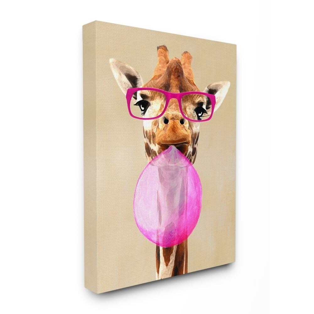 Shop The Stupell Home Decor Giraffe With Bubblegum And Pink Glasses Canvas Wall Art 11x14 Proudly Made In Usa Multi Color Overstock 28173358 30 X 40