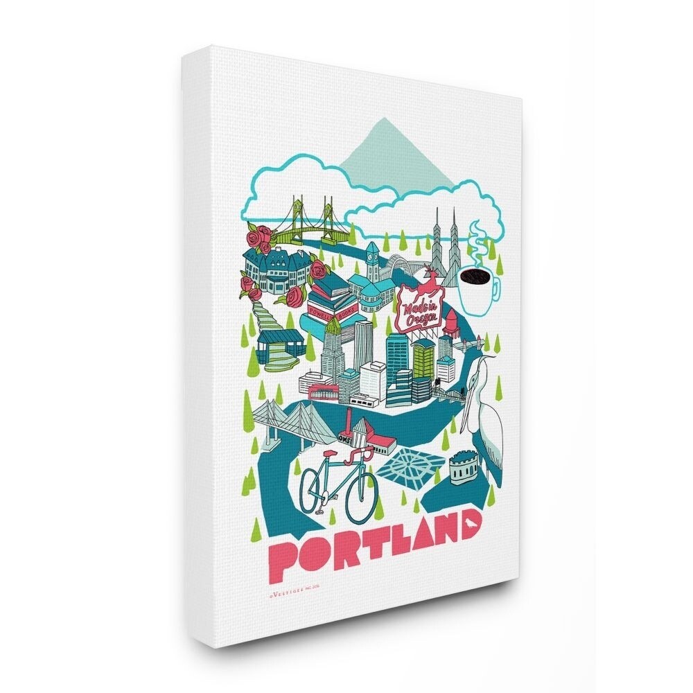 Shop The Stupell Home Decor Blue And Red Portland Scenic