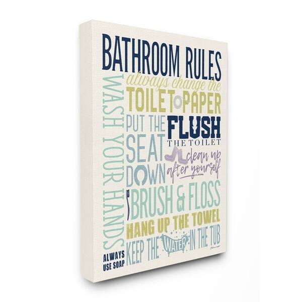 Shop The Stupell Home Decor Bathroom Rules Aqua Blue Green And Purple Colorful Typography Canvas Wall Art 11x14 Proudly Made In Usa Overstock 28173456