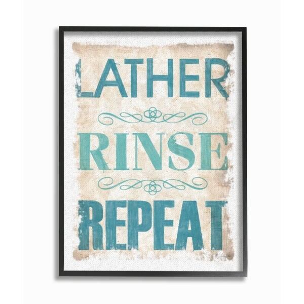 Shop The Stupell Home Decor Blue And Tan Lather Rinse Repeat