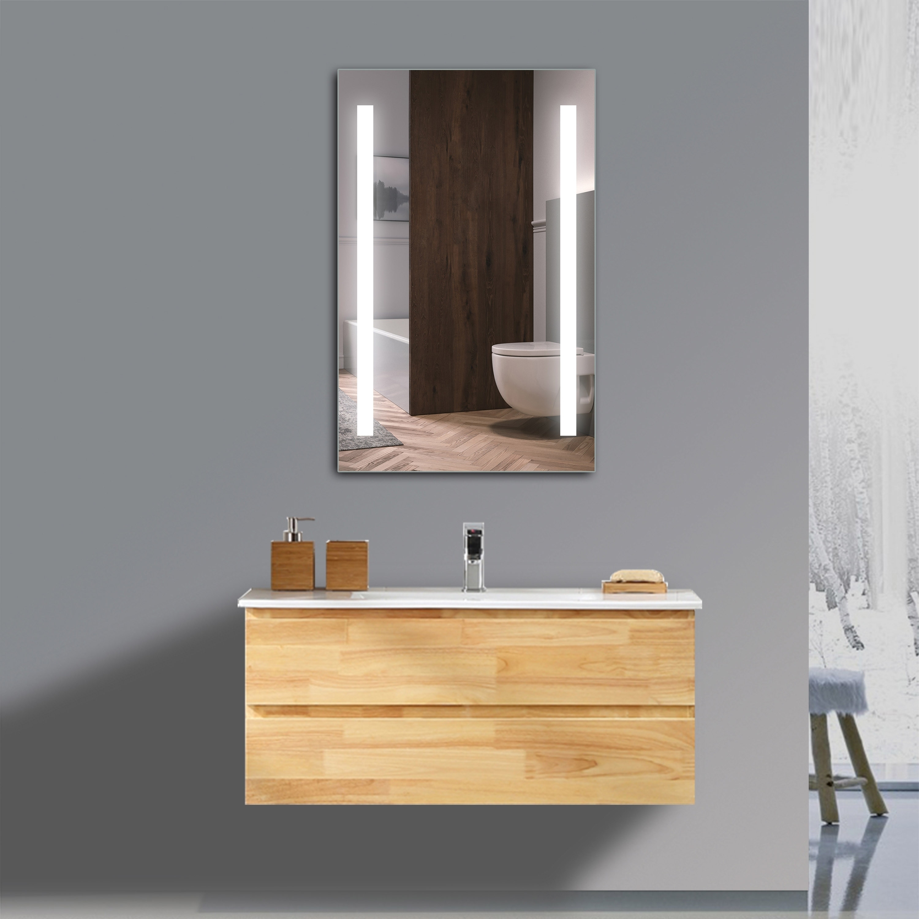 Mini Maxx LED Wall Mirror - Silver