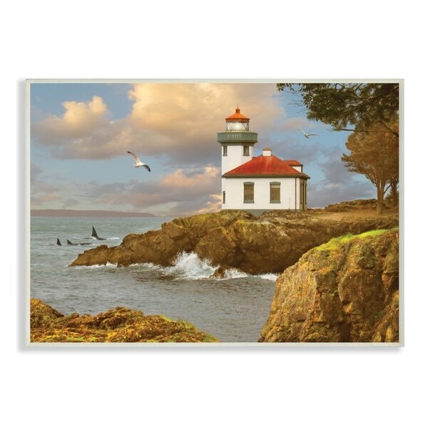 The Stupell Home Decor Lime Kiln Cliff Side Ocean Wave Lighthouse Wall Plaque Art, 10x15, Proudly Made in USA