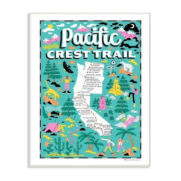 The Stupell Home Decor Pacific Crest Trail Aqua Blue and Pink Wall Plaque Art, 10x15, Proudly Made in USA