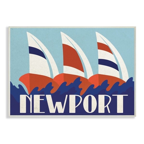 The Stupell Home Decor Lithograph Poster Style Blue Red and White Striped Wall Plaque Art, 10x15, Proudly Made in USA