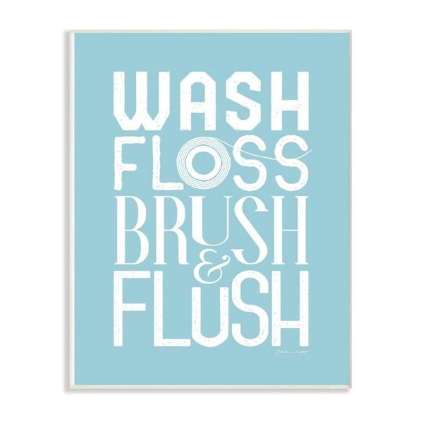 The Stupell Home Decor Wash Floss Brush Flush Blue and White Bold with Floss Roll Wall Plaque Art, 10x15, Proudly Made in USA