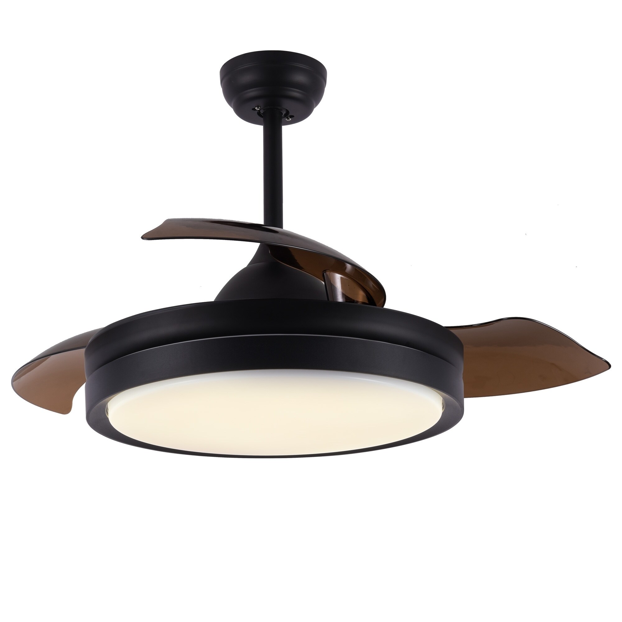 Contemporary Bladeless Ceiling Fan With Light And Remote Retractable Blades 42 Inches