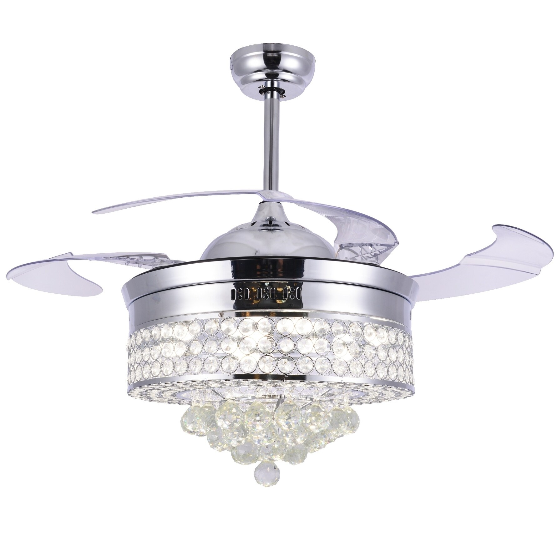 Unique Caged Ceiling Fan With Remote Led Light Retractable Blades 42 Inches