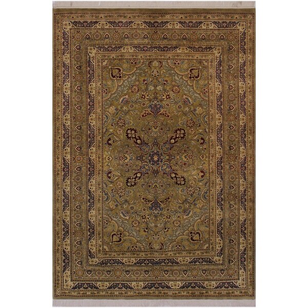 Pak-Persian Fallon Gold/Grey Wool Rug (6'1 x 8'11) - 6'1" x 8'11"
