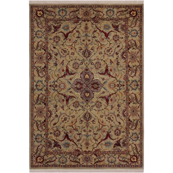 Hamadan Pak-Persian Lanita Grey/Green Wool Rug (6'1 x 8'10) - 6'1" x 8'10"