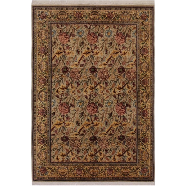 Kamal Pak-Persian Hedy Grey/Pink Wool Rug (6'0 x 8'9) - 6'0" x 8'9"